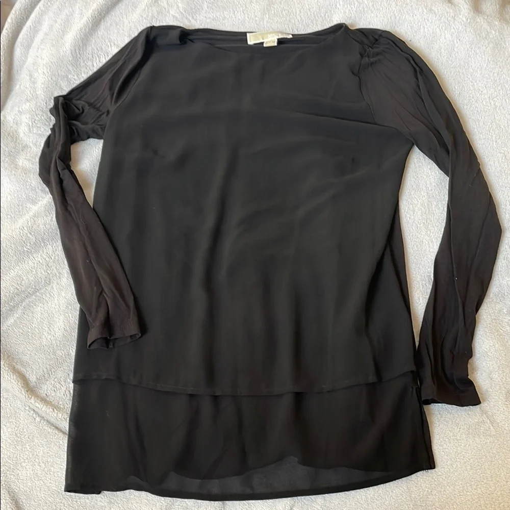Michael Kors Black Fitted Long Sleeve Blouse